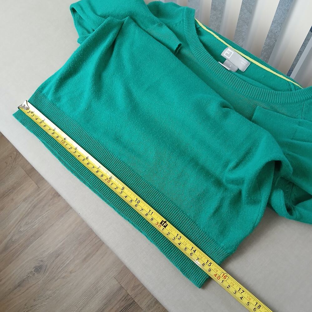 JCPenney Cashmere Blend Green Pullover Sweater S crew raglan 3/4 length sleeves - Picture 12 of 14